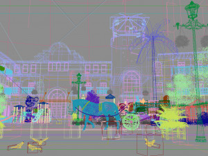 european town with carriage 3D मॉडल