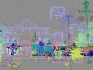 european town with carriage 3D Model