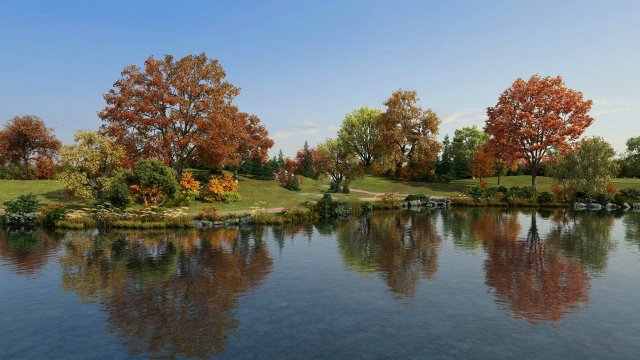 lake landscape 003 3D Model .c4d .max .obj .3ds .fbx .stl .blend 