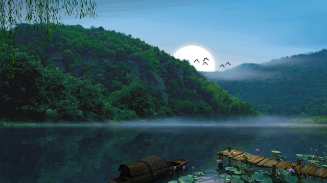lake landscape 004 3D Model .c4d .max .obj .3ds .fbx .stl .blend 