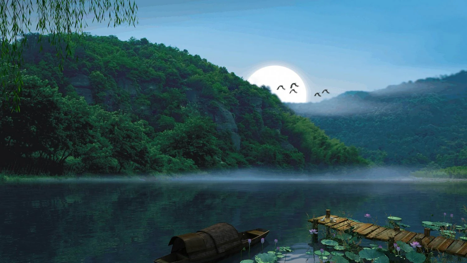 озерний пейзаж 004 3D Модель .c4d .max .obj .3ds .fbx .stl .blend