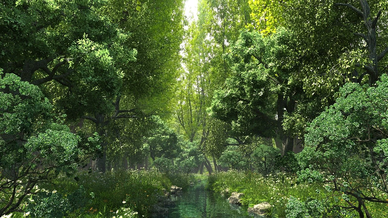 riparian forest scene 03 3D Model .c4d .max .obj .3ds .fbx .stl .blend
