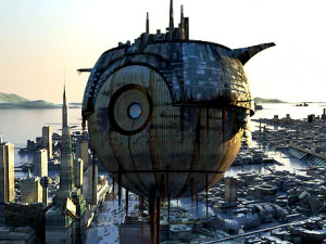 cidade de fic&ccedil;&atilde;o cient&iacute;fica Modelo 3D