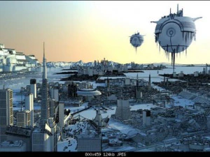 cidade de fic&ccedil;&atilde;o cient&iacute;fica Modelo 3D