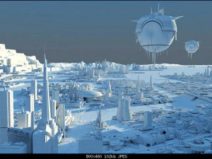 cidade de fic&ccedil;&atilde;o cient&iacute;fica Modelo 3D