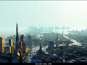 cidade de fic&ccedil;&atilde;o cient&iacute;fica Modelo 3D
