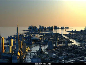 cidade de fic&ccedil;&atilde;o cient&iacute;fica Modelo 3D