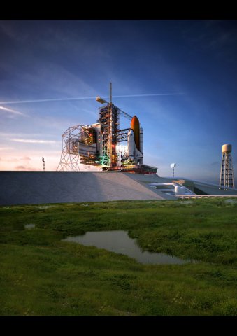 space shuttle and launch site Modelo 3D .c4d .max .obj .3ds .fbx .stl .blend 