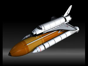 &ocirc;nibus espacial e local de lan&ccedil;amento Modelo 3D