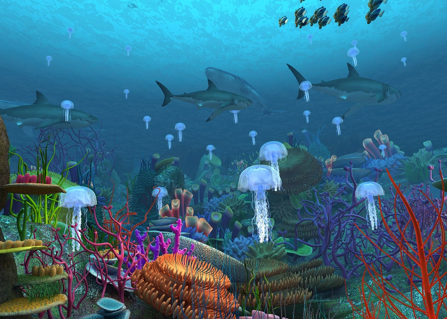 underwater world of coral and aquatic plants animated 002 3D Model .c4d .max .obj .3ds .fbx .stl .blend