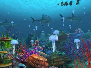 underwater world of coral and aquatic plants animated 002 3D Model
