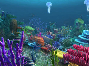 underwater world of coral and aquatic plants animated 005 3D Model