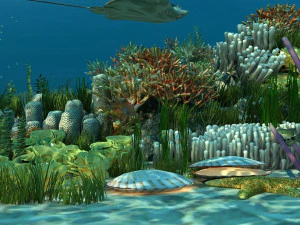 산호와 수생 식물의 수중 세계 애니메이션 007 3D 모델