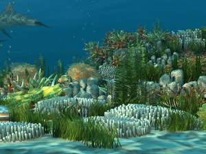 underwater world of coral and aquatic plants animated 007 Modèle 3D