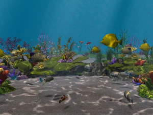 underwater world of coral and aquatic plants animated 008 3D Model