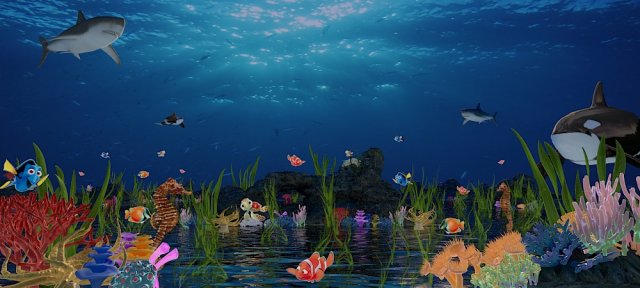 underwater world of coral and aquatic plants animated 009 3D 모델 .c4d .max .obj .3ds .fbx .stl .blend 