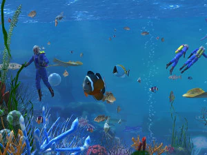 подводный мир кораллов и водных растений анимированный 010 3D Модель