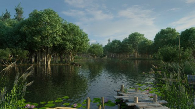 wetland sence 08 3Dモデル .c4d .max .obj .3ds .fbx .stl .blend 