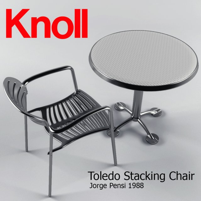 toledo stacking chair and table 3D Model .c4d .max .obj .3ds .fbx .stl .blend 