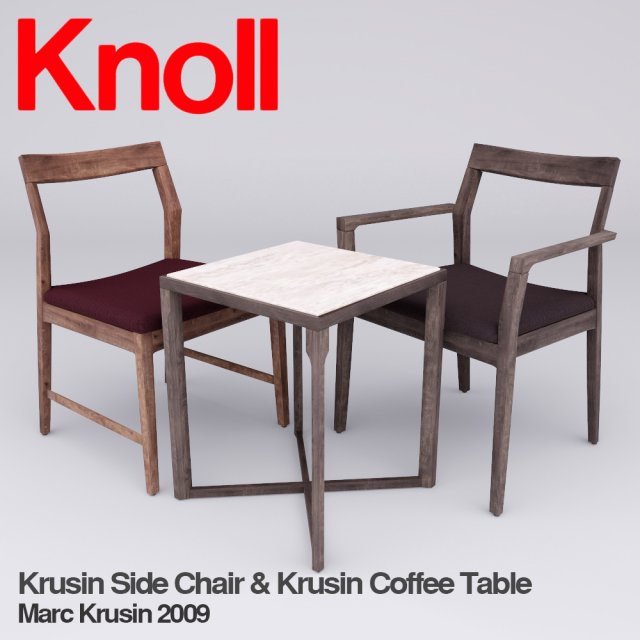 krusin side chair and krusin side table 3D 모델 .c4d .max .obj .3ds .fbx .stl .blend 