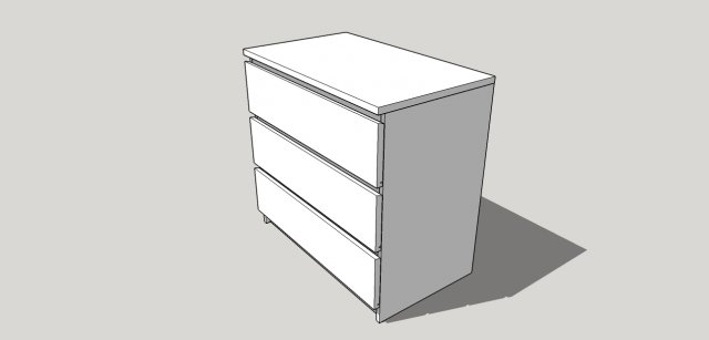ikea malm 3 drawer chest 3D Model .c4d .max .obj .3ds .fbx .stl .blend 