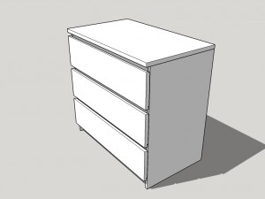 ikea malm 3 drawer chest 3D Модель