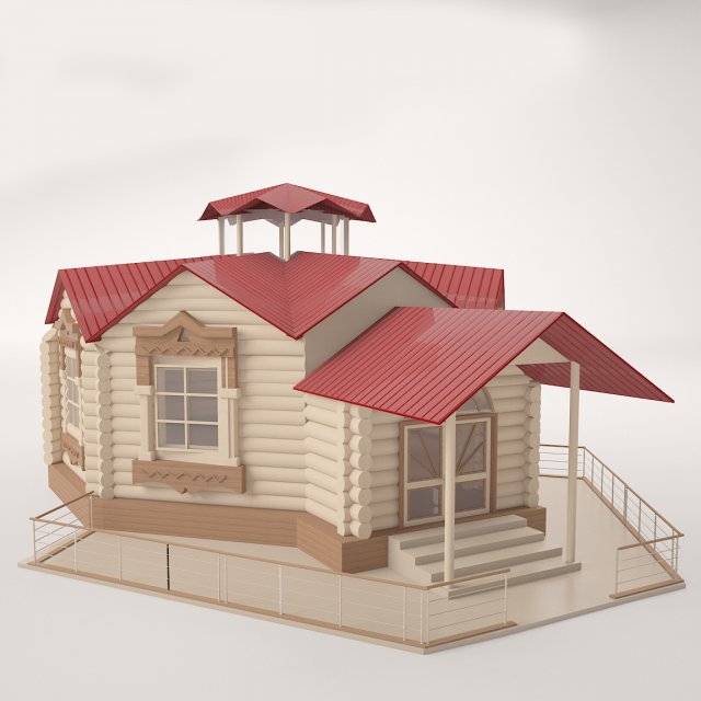 wooden house Modello 3D .c4d .max .obj .3ds .fbx .stl .blend 