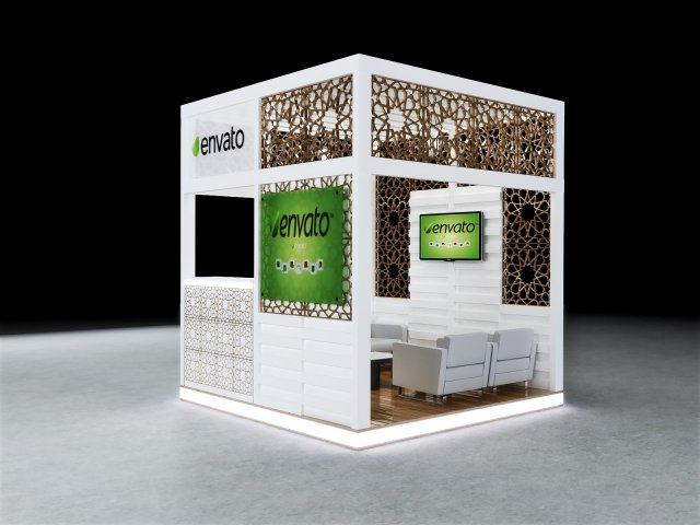 exhibition booth design 3mx3mx3m Model 3D .c4d .max .obj .3ds .fbx .stl .blend 