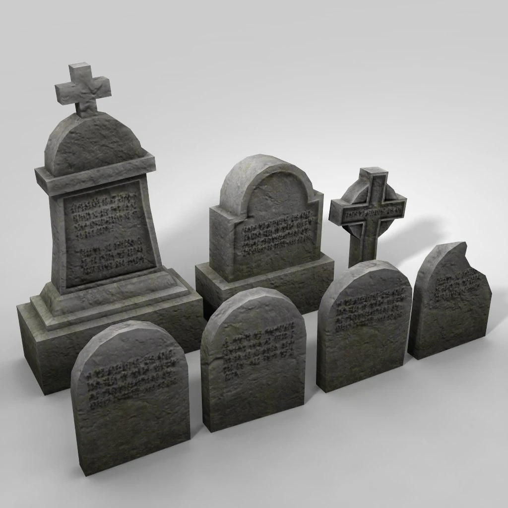 low poly tombstone set 3D Model .c4d .max .obj .3ds .fbx .stl .blend 