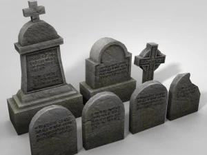 set batu nisan poli rendah Model 3D