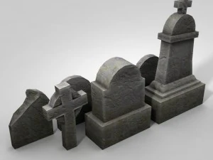 low poly tombstone set 3D Model