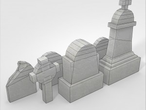 low poly tombstone set Model 3D