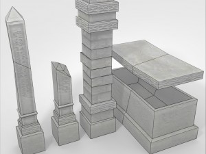 low poly grave marker set Modelo 3D