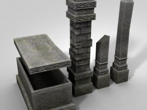 low poly grave marker set Modelo 3D