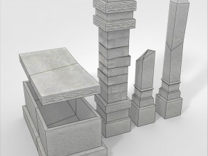 low poly grave marker set Modelo 3D