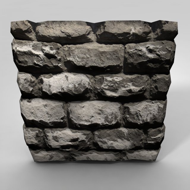 low poly stone wall 3D 모델 .c4d .max .obj .3ds .fbx .stl .blend 