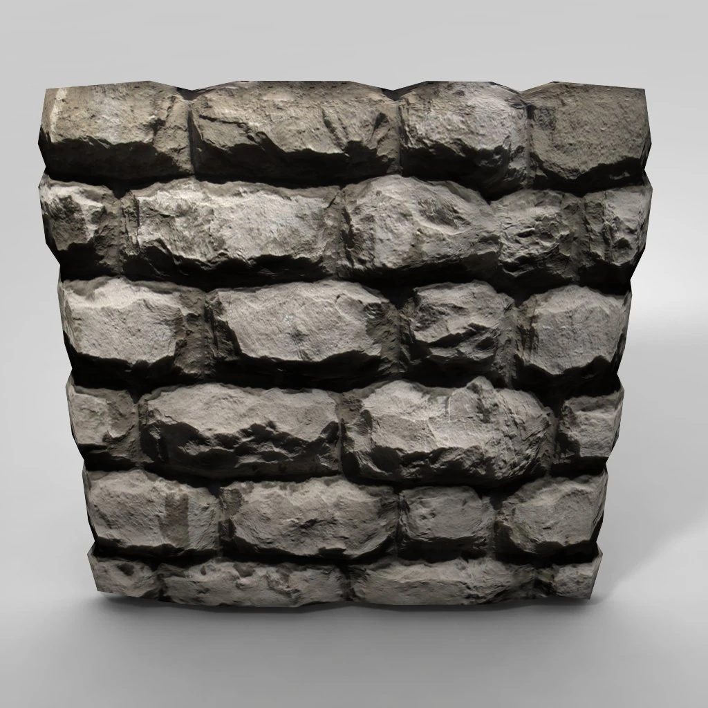 low poly stone wall 2 3D Model .c4d .max .obj .3ds .fbx .stl .blend 