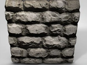 low poly stone wall 2 3D Model