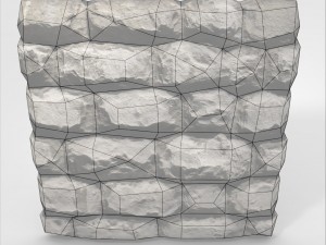 low poly stone wall 2 Model 3D