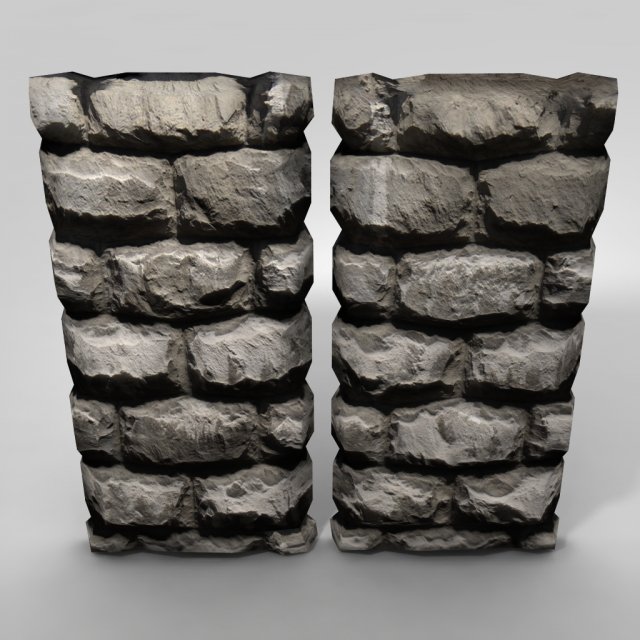 low poly stone walls small 3D Model .c4d .max .obj .3ds .fbx .stl .blend 