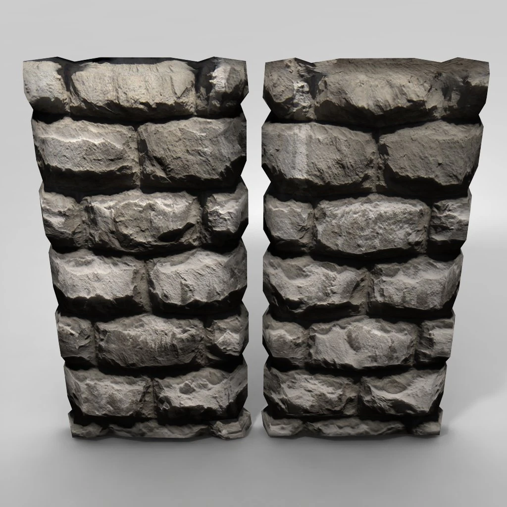low poly stone walls small 3D Model .c4d .max .obj .3ds .fbx .stl .blend 