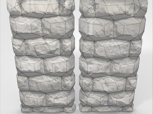 low poly stone walls small 3D Model