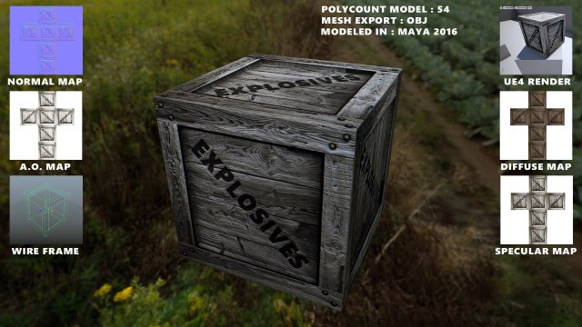 crate explosives game prop 3D Model .c4d .max .obj .3ds .fbx .stl .blend 