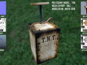 爆発物 TNT プランジャー ゲーム プロップ 3Dモデル