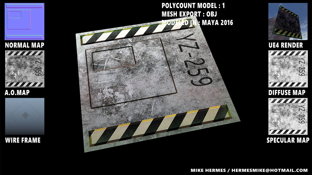 sci-fi wall panel 3D Model .c4d .max .obj .3ds .fbx .stl .blend 