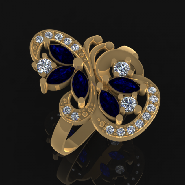 springbutterfly ring part of garniture 3D Модель .c4d .max .obj .3ds .fbx .stl .blend 