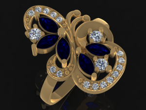 springbutterfly ring part of garniture Modello 3D