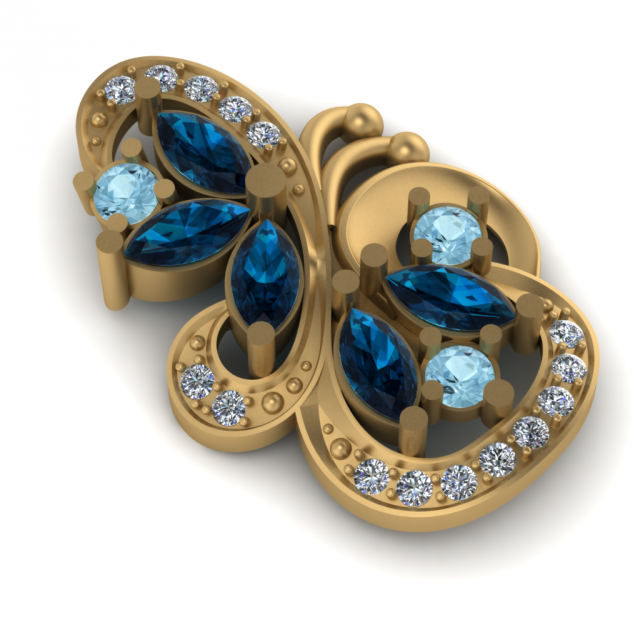 springbutterfly earring part of garniture 3D Модель .c4d .max .obj .3ds .fbx .stl .blend 