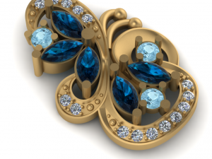 springbutterfly earring part of garniture 3D Model
