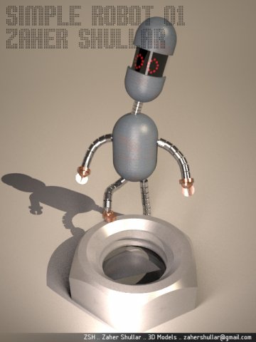 simple robot 01 3D Model .c4d .max .obj .3ds .fbx .stl .blend 